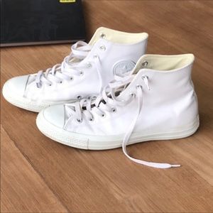 Converse White Leather High Top Sneakers Size 9.5